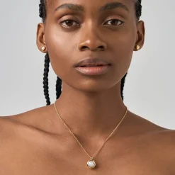 Pozłacany naszyjnik z perłą i diamentem z kolekcji Verum