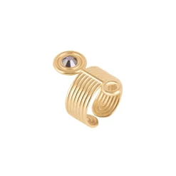 Pozłacany pierścionek z kryształem z kolekcji Holos