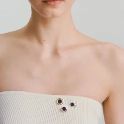 Pozłacany pin z lapis lazuli "Kwadra Księżyca" z kolekcji Orini