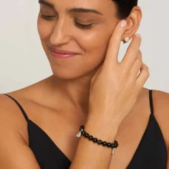 Srebrna bransoleta z obsydianu złocistego z kolekcji Guatemala