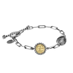 Srebrna bransoletka z ogniw z symbolem oka z kolekcji Semios