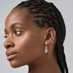 Srebrna, potrójna nausznica z kolekcji Duo