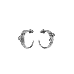 Srebrne kolczyki - koła z kryształem górskim z kolekcji Prato