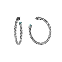 Srebrne kolczyki koła z amazonitami z kolekcji Duo