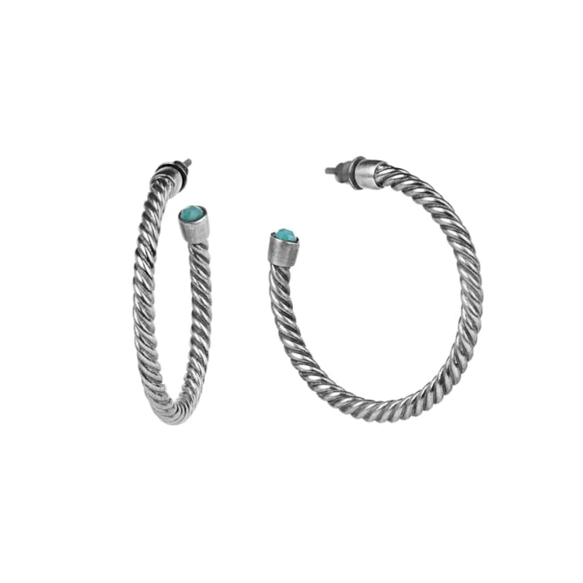 Srebrne kolczyki koła z amazonitami z kolekcji Duo