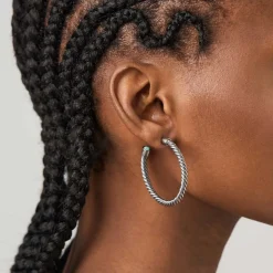 Srebrne kolczyki koła z amazonitami z kolekcji Duo