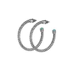 Srebrne kolczyki koła z amazonitami z kolekcji Duo