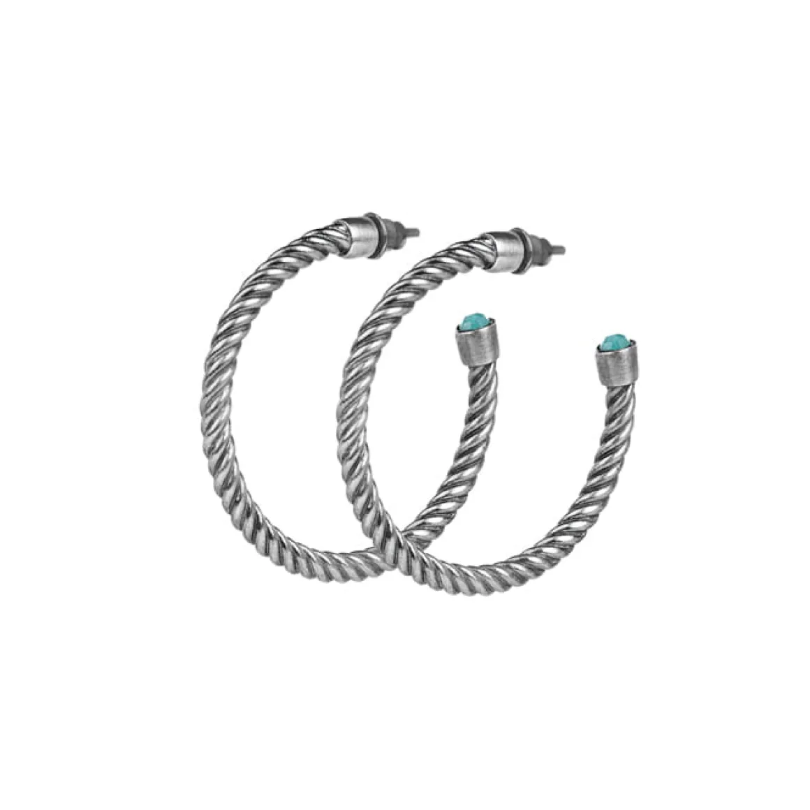 Srebrne kolczyki koła z amazonitami z kolekcji Duo