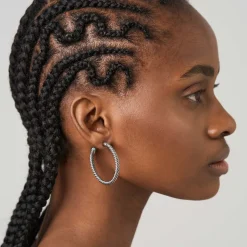 Srebrne kolczyki koła z amazonitami z kolekcji Duo