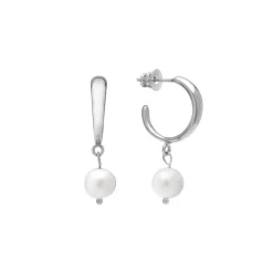 Srebrne kolczyki koła z perłami z kolekcji Perle