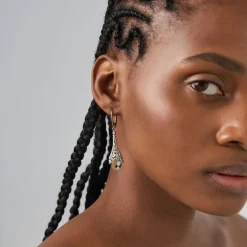 Srebrne kolczyki na biglu z ametystami z kolekcji Duo