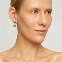 Srebrne kolczyki z labradorytem z kolekcji Semios