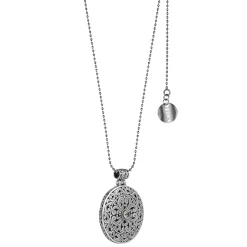 Srebrny naszyjnik z ozdobną zawieszką i ametystem z kolekcji Duo