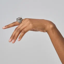 Srebrny pierścionek z wężami i ametystem z kolekcji Duo