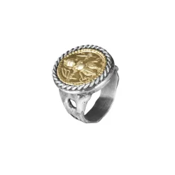 Srebrny sygnet z ozdobnym medalionem z kolekcji Semios