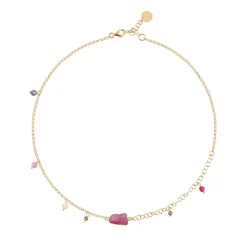 Subtelny naszyjnik z zawieszkami z wielobarwnych turmalinów z kolekcji Aurora