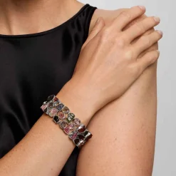 Szeroka bransoletka z kolorowych turmalinów z kolekcji Aurora
