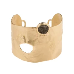 Szeroka nieregularna bransoletka z syntetycznym kamieniem z kolekcji New Stone