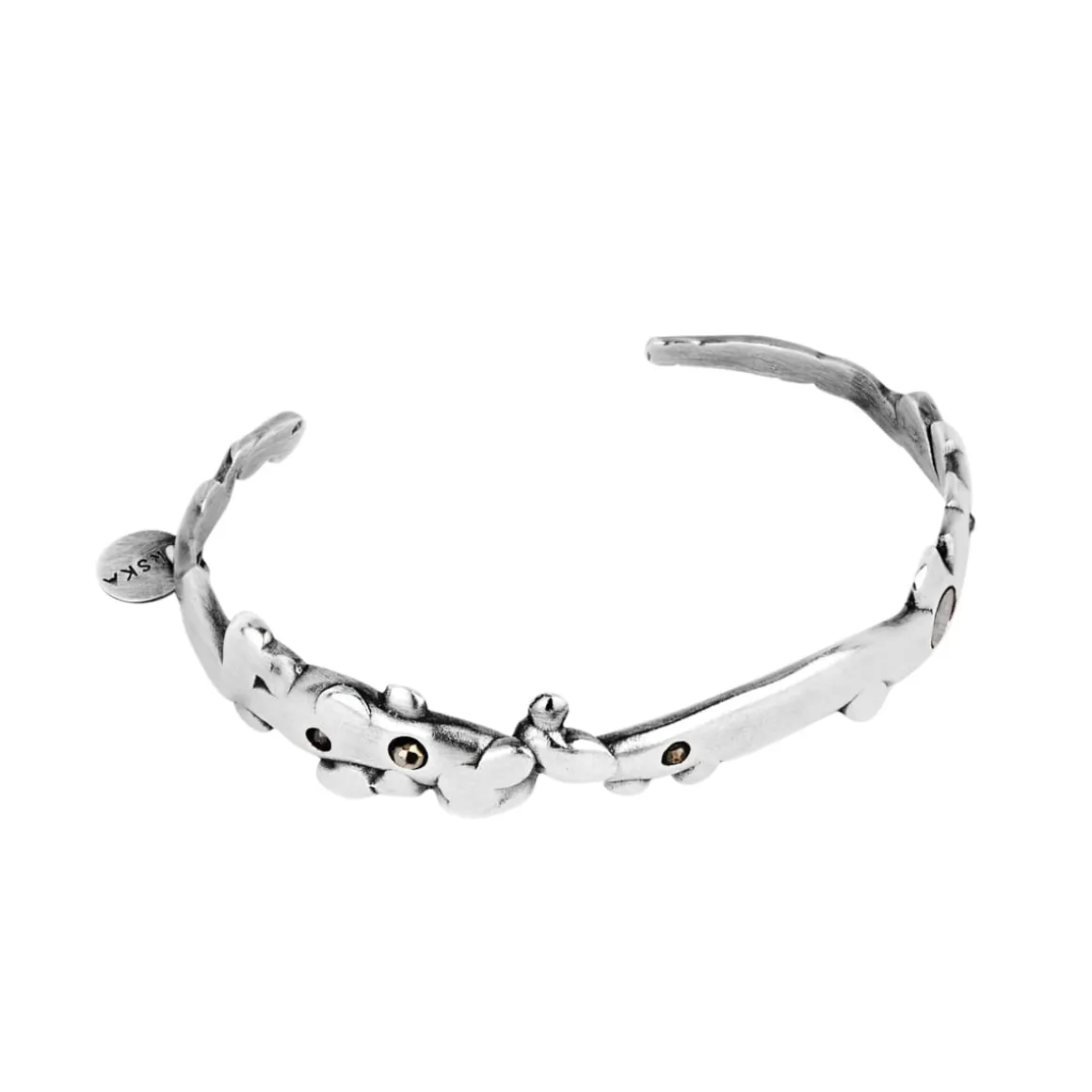 Sztywna, srebrna bransoletka z meteorytem z kolekcji Meteoros