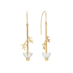 Wiszące, kwiatowe kolczyki na sztyft - Rumianek