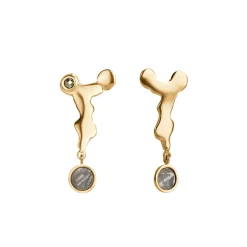 Wiszące, pozłacane kolczyki z meteorytem z kolekcji Meteoros