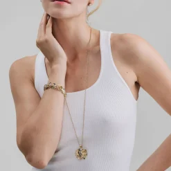 Wąska, złota bransoletka z kryształami z kolekcji Soda