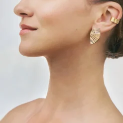 Złota nausznica Basic z kolekcji Holos