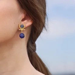 Złote kolczyki z kolekcji Gelato z lapis lazuli