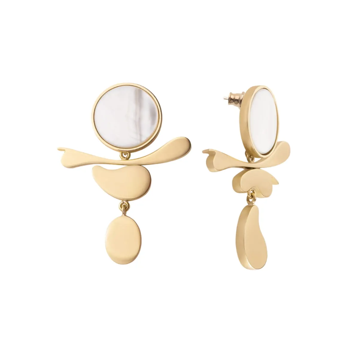 Złote kolczyki z masą perłową z kolekcji Parer