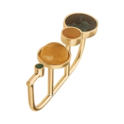 Złoty pierścionek/kastet z bursztynem zakładany na trzy palce z kolekcji Baltica